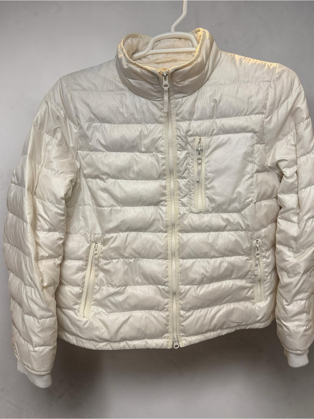 J. Crew Ivory Quilted Packable Puffer Jacket